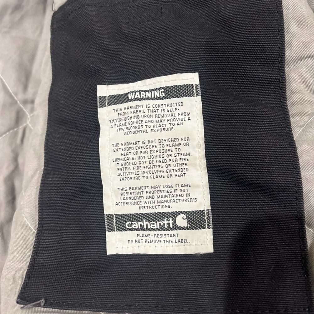 Size XL Carhartt Mens Black Flame-Resistant Quilted Lined Duck Traditional Coat - Picture 7 of 9